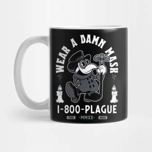 Vintage Cartoon Plague Doctor - Wear a Damn Mask - Macabre Mug